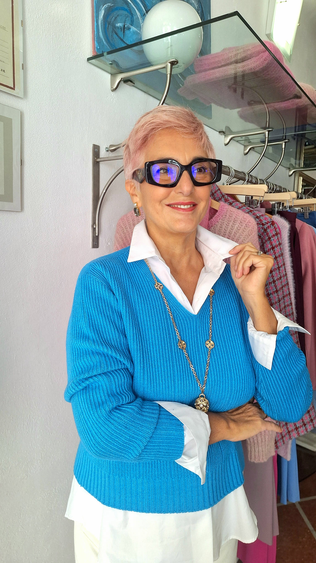 Maglione a V pura lana