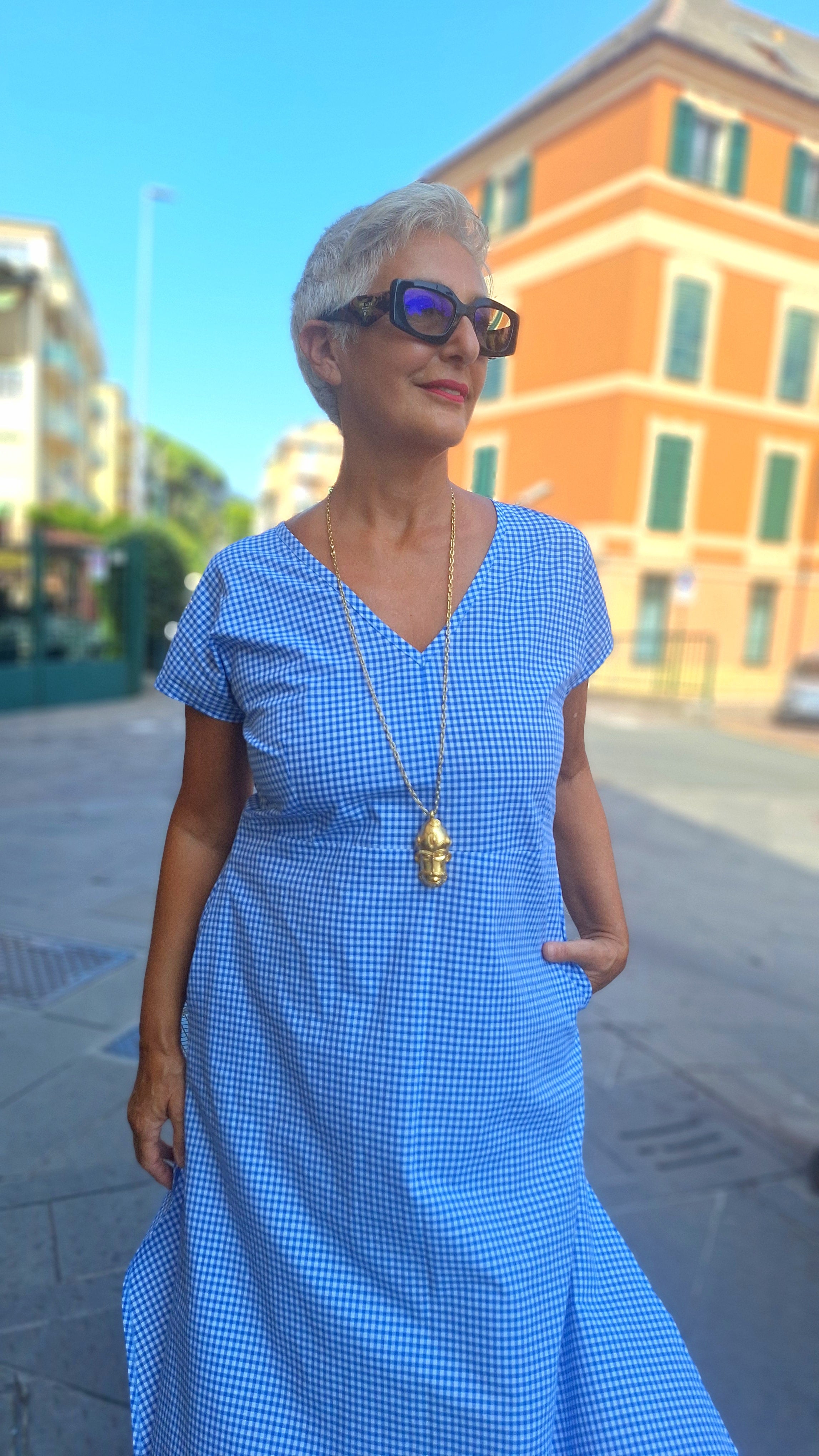 Abito lungo a kimono in cotone