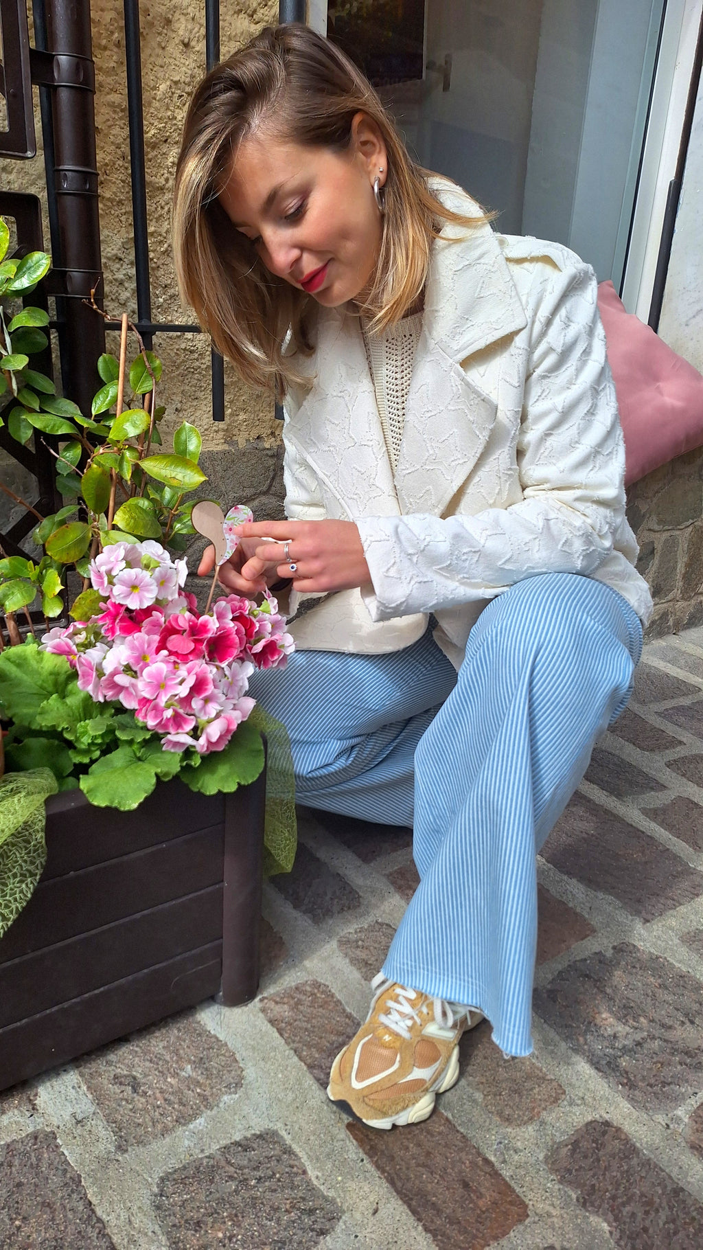 Pantalone a palazzo in jeans di cotone