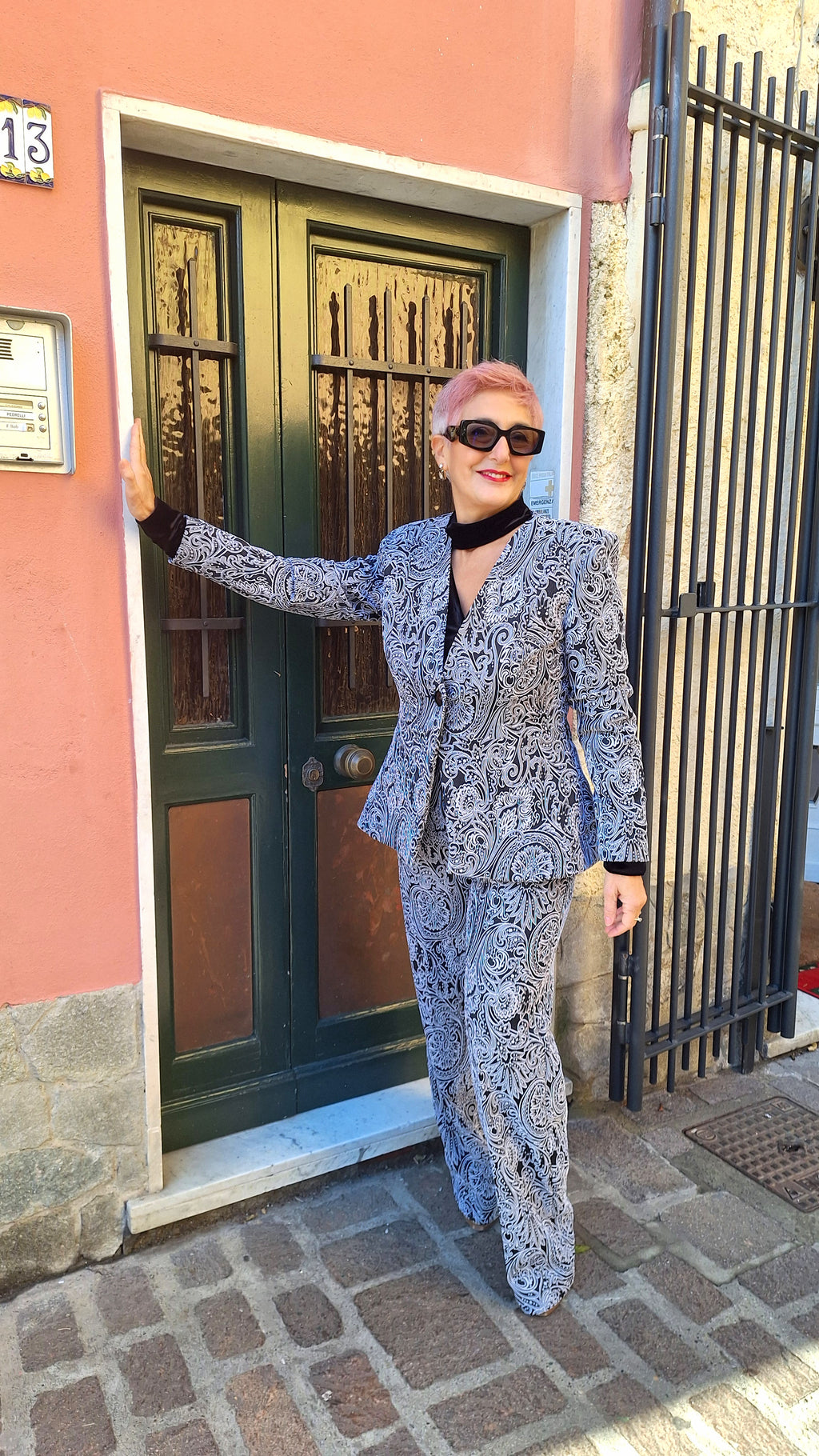 Pantalone palazzo in broccato