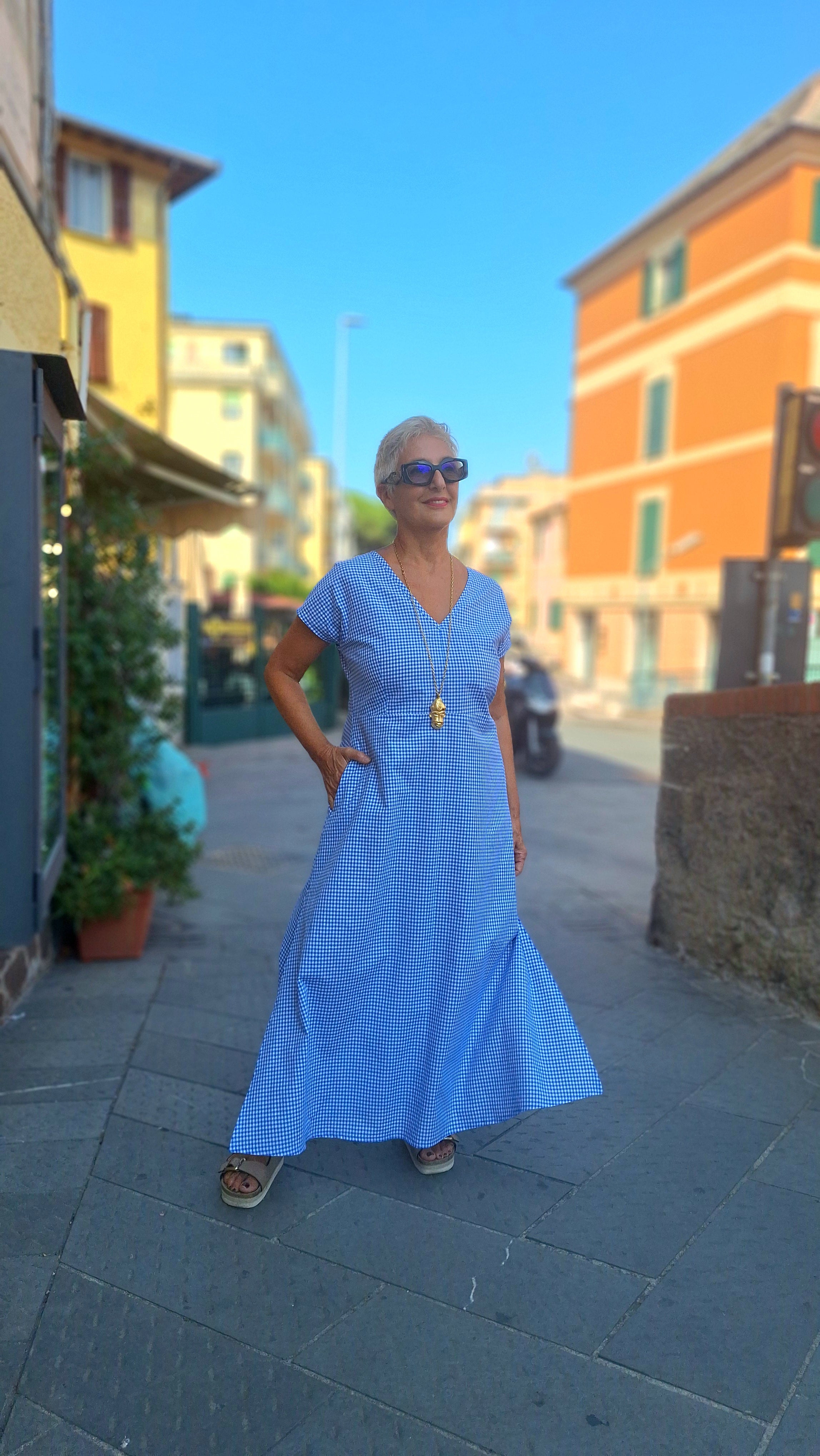 Abito lungo a kimono in cotone