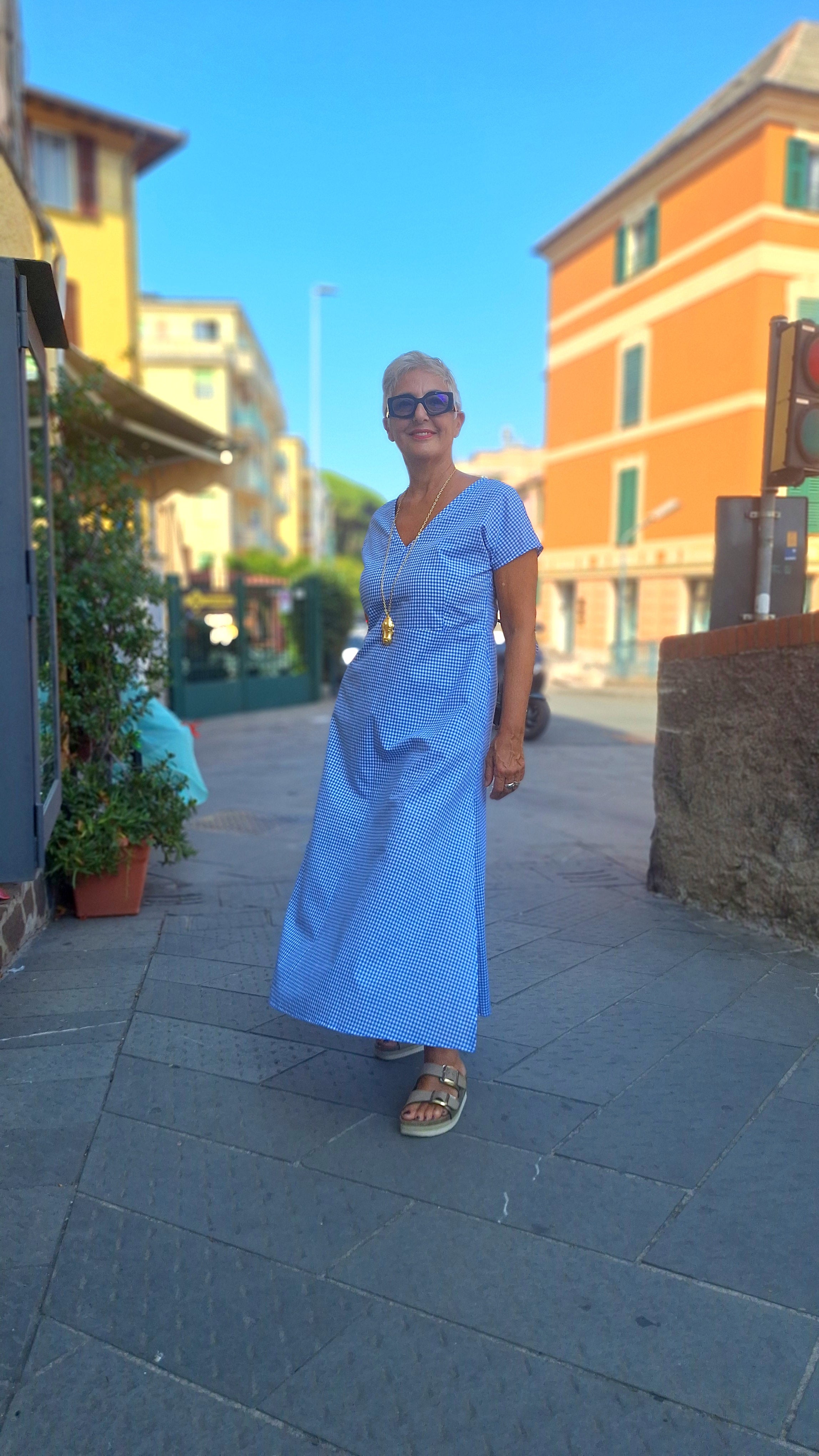 Abito lungo a kimono in cotone