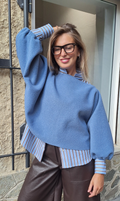 Poncho corto in lana cotta