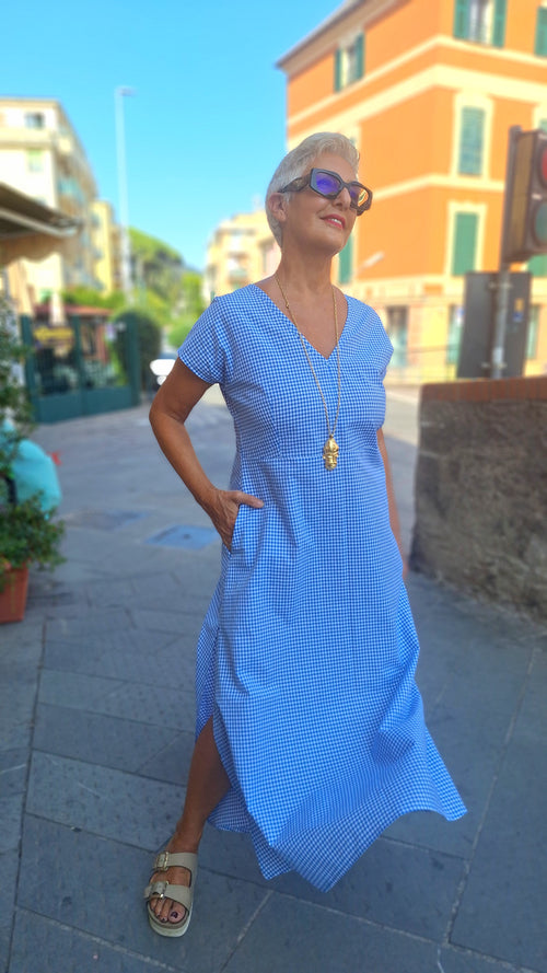 Abito lungo a kimono in cotone