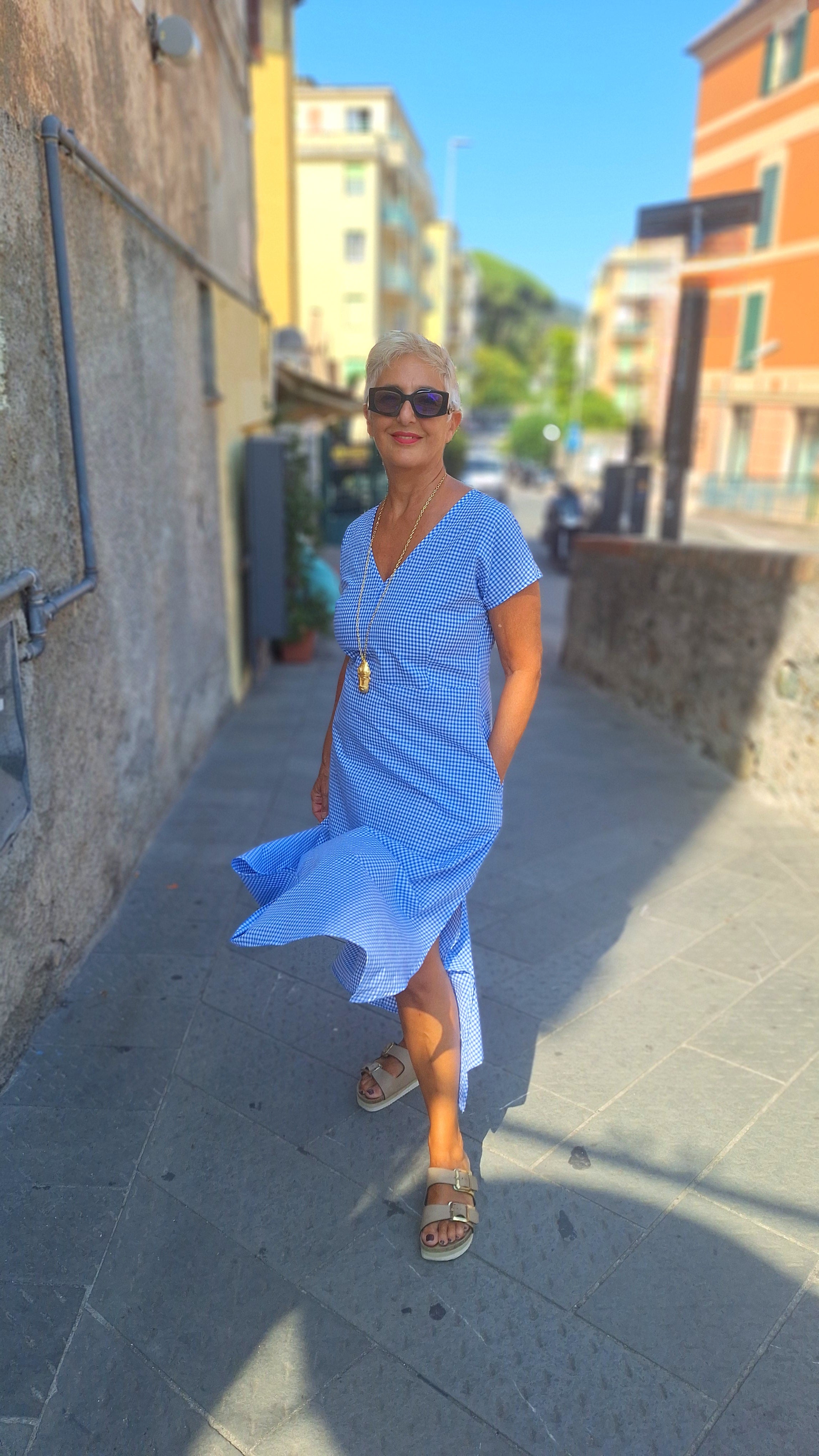 Abito lungo a kimono in cotone