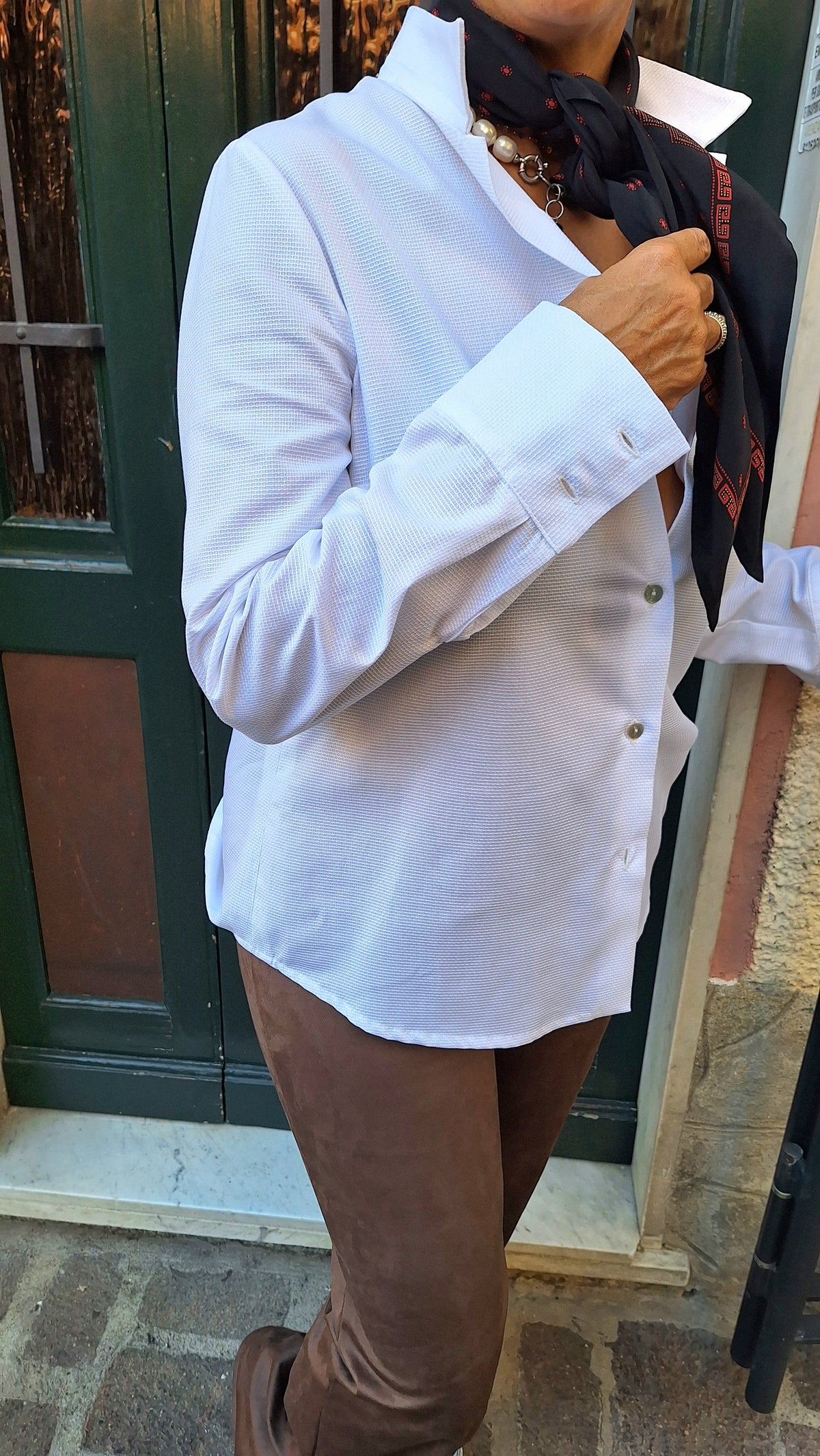 Camicia puro cotone operato bianco